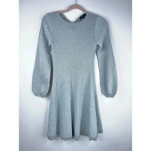 J Crew Lurex Twist Back Dress Silver Gray Midi Wool Blend Party Short Size XXS